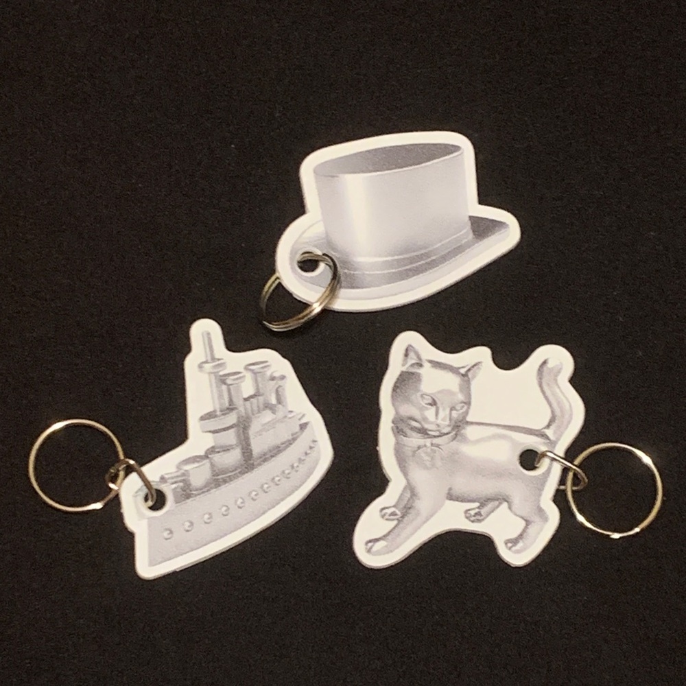 Monopoly Keychain Set of 3 Hat Cat Ship Illinois Lottery NWOT